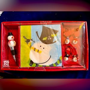 Boston International Drink Set- Top Hat Snowman